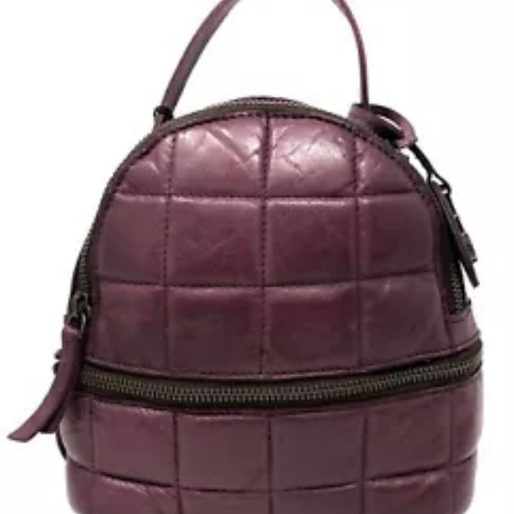 Harbour 2nd Quilted Leather Mini Backpack Purple 8” X 7” X 3”